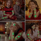 Christmas Temporary Tattoos for Kids - 105pcs Styles Waterproof Mixed Style Cartoon Fake Tattoo, Glow in The Dark Tattoos for Boys Girls Christmas Decorations (10Sheets) - Glow-Paradise