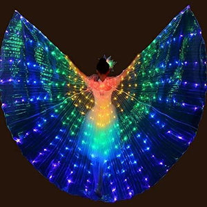 YOUDirect LED Belly Dance Wings Girls Colorful Butterfly Wings with Telescopic Stick - Glow-Paradise