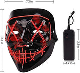 Depointer Halloween Scary Mask Cosplay Led Costume Mask EL Wire Light up Halloween Festival Party, Pink/Blue - Glow-Paradise