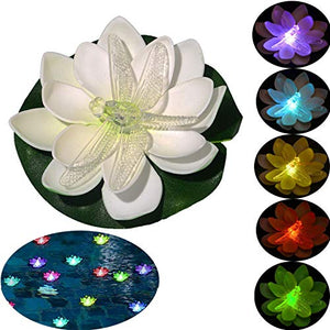 Floating Pool Lights,Battery Operated Floating Flowers, Pond Decor,Floating Pool Flower Lights Color-Changing -for Wedding Outdoor Party Decorative 6 Pack (Dragonfly) - Glow-Paradise