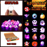 200 Pcs Halloween LED Light up Rings Glow In The Dark Pumpkin Rings Halloween Rings Toy For Kids Adults Halloween Finger Flashing Lights for Trick or Treat Halloween Party Decoration - Glow-Paradise