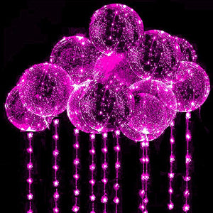 10 PACKS LED Bobo Balloons,Transparent LED Light Up Balloons,Helium Style Glow Bubble Balloons with String Lights for Party Birthday Wedding Festival Decorations (Pink) - Glow-Paradise