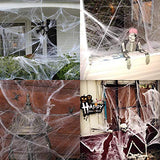 1000 sqft Spider Webs Halloween Decorations Bonus with 77 Fake Spiders, Super Stretch Cobwebs for Halloween Indoor and Outdoor Party Supplies - Glow-Paradise