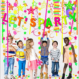 502 Feet Paper Neon Garland Streamers Let's Party Banner UV Black Lights Glow in The Dark Party Supplies Decorations Reactive Fluorescent Blacklight Party Wedding Birthday Neon Party Favors - Glow-Paradise