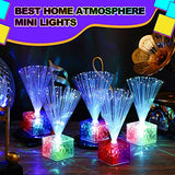 12 Pack 5.5 Inch Light up Mini Blue Centerpieces Led Multicolor Changing Fiber Light Colourful Change Fiber Optic Fountain Party Light Nightlight Table Centerpieces - Glow-Paradise