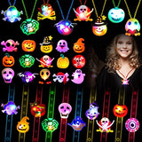 60 Pcs Halloween Party Favors Bulk LED Halloween Toys with Glow Necklaces Light up Bracelets LED Rings for Halloween Party Decorations Glow in The Dark Party Supplies Holiday Games Gift Bag Fillers - Glow-Paradise
