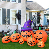 Outdoor Halloween Decorations Inflatables Yard Blow Up Decor Lawn Light Up Happy Pumpkin Family LED Light Up 9 feet x 4.5 feet by HappyThings! - Glow-Paradise