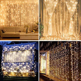 Twinkle Star 300 LED Window Curtain String Light for Christmas Wedding Party Home Garden Bedroom Outdoor Indoor Wall Decorations (Warm White) - Glow-Paradise