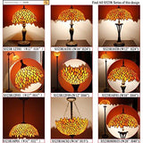 WERFACTORY Tiffany Table Lamp Red Wisteria Stained Glass Bedside Lamp 16X16X24 Inches Antique Desk Reading Light Metal Base Decor Bedroom Living Room Home Office (LED Bulb Included) S523R Series - Glow-Paradise