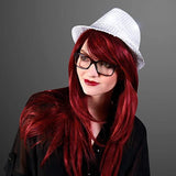 LED Light Up Flashing Fedora Hat with Sequins (White Color, 1 Quantity Per Pack) - Glow-Paradise