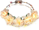 LED Light Up Flowers Halo Headband (Warm White Color, 1 Quantity Per Pack) - Glow-Paradise