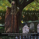 FUN LITTLE TOYS 65" Witch Halloween Decorations Hanging Witch with Light-up Eyes and Spooky Sound, Indoor Outdoor Halloween Decorations - Glow-Paradise