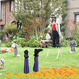 RUODON Halloween Witch Legs 13 Inches Upside Down Wicked Witch Legs Prop with Broomstick and Maple Leaves for Patio, Yard Witch Legs Decorations, Purple and Black - Glow-Paradise