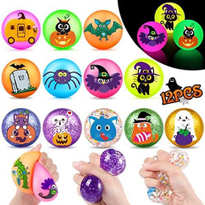 EZIGO 12Pcs Halloween Party Favors for Kids Halloween Stress Balls Squishy Toys Stress Relief Sensory Balls Halloween Goodie Bag Fillers Halloween Treats Non Candy Novelty Halloween Toys Prizes Gifts - Glow-Paradise