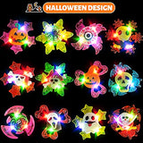 12 Pack Halloween Led Light Up Spin Bracelets Party Favors for Kids Halloween Toys Ghost Skull Eyeball Pumpkin Spider Web Glow in the Dark Halloween Party Games Supplies Trick or Treat Gift - Glow-Paradise