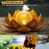 AIINY Solar Light Outdoor(2Pack), Art Crackle Globe Glass Lotus Decoration, Solar LED Waterproof Metal Flower Lights for Patio,Lawn,Walkway,Tabletop - Glow-Paradise