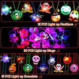 60 Pcs Halloween Party Favors Bulk LED Halloween Toys with Glow Necklaces Light up Bracelets LED Rings for Halloween Party Decorations Glow in The Dark Party Supplies Holiday Games Gift Bag Fillers - Glow-Paradise