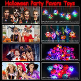LOKIPA 54PCS Halloween Party Favors Toys, Light Up Halloween Toys with 30 Flash Rings + 6 Necklaces + 6 Bracelets + 12 Brooches LED Halloween Kids Toys Glow in the Dark Party Supplies for Halloween Decorations Party Games Gift - Glow-Paradise