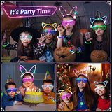Light Up Birthday Halloween Party Supplies - 65 Pack Glow In The Dark Neon Disc LED Party Favors Toys for Adults Kids, 5 LED Flashing Glasses 5 Headbands 10 Bracelets 5 Necklaces 40 Finger Lights - Glow-Paradise