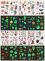 Temporary Tattoos for Kids - 200 Styles Waterproof Mixed Style Halloween Cartoon Fake Tattoo, Glow in The Dark Spider Bat Witch Pumpkin Ghost Tattoo, Boys Girls Party Supplies Favor (20Sheets) - Glow-Paradise