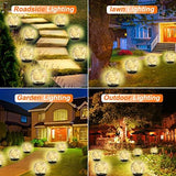 Garden Solar Lights Outdoor, 2 Packs Crack Glass Ball Solar Ground Lights, Waterproof 40 LED Solar Patio Lights for Walkway Garden, Yard, Lawm, Outdoor Decoration( (Warm White) - Glow-Paradise