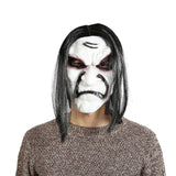 Creepy Mask Scary Challenge Games - Evil Latex Mask with Long Hair - Halloween Costume Creepy Cosplay Party Props (B) - Glow-Paradise