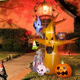 DECORLIFE 8 FT Halloween Inflatables, Blow up Halloween Decorations Tree with Ghost, Pumpkin, Skeleton and Tombstone, Halloween Yard Inflatables with Built-in LED Lights for Garden, Lawn Outdoor - Glow-Paradise