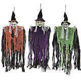 JOYIN 3 Pack 35.3" Hanging Witch with Bendable Arms, Halloween Indoor and Outdoor Decorations - Glow-Paradise