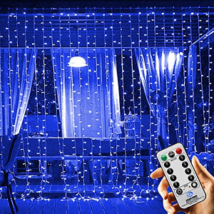 Curtain Lights 200 LED Curtain String Lights 6.56x6.56FT USB Powered Fairy String Hanging Light with Remote 8 Light Modes Backdrop Light for Indoor Outdoor Wedding Bedroom Window Party Christmas Decor - Glow-Paradise