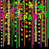 502 Feet Paper Neon Garland Streamers Let's Party Banner UV Black Lights Glow in The Dark Party Supplies Decorations Reactive Fluorescent Blacklight Party Wedding Birthday Neon Party Favors - Glow-Paradise
