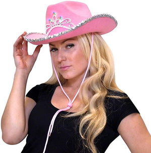 LED Pink Felt Cowboy Hat (Pink Color, 1 Quantity Per Pack) - Glow-Paradise