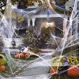 1000 sqft Spider Webs Halloween Decorations Bonus with 77 Fake Spiders, Super Stretch Cobwebs for Halloween Indoor and Outdoor Party Supplies - Glow-Paradise