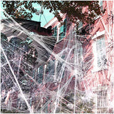 1400 sqft Halloween Spider Web Decorations, Super Stretch Fake Spider Webs, White Webbing Spooky Cobwebs Halloween Supplies for Halloween Party Decorations Bar Haunted House - Glow-Paradise