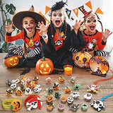 Halloween Party Favors Kids Toys - 82 PCS Halloween Glow In The Dark Party Supplies, 50 Rings + 20 Brooches + 6 LED Necklaces + 6 Flash Bracelets, Halloween Goodie Bag Fillers Kids Party Decorations - Glow-Paradise