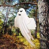 4 Pack Halloween Hanging Ghosts, 27.5" Cute Flying Ghost Decorations for Front Yard Patio Lawn Garden Party Décor and Holiday Decorations - Glow-Paradise
