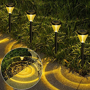 PANMO Solar Garden Lights Outdoor, Pathway Solar Powered Lights Colorful Decoration for Path Walkway Yard Warm White/ RGB 4 Pack - Glow-Paradise