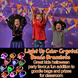 12 Pack Halloween LED Beaded Bracelets Halloween Gifts Toys Party Favors for Kids 12 Styles Halloween Trick or Treat Goodies Bag Fillers Flashing Light Up Bracelets Glow in the Dark Party Supplies - Glow-Paradise