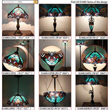 WERFACTORY Tiffany Style Table Lamp Green Stained Glass Liaison Bedside Antique Luxurious Desk Reading Light 12X12X22 Inches Decor Bedroom Living Room Home Office (LED Bulb Included) S160G Series - Glow-Paradise
