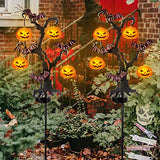 Brwoynn Solar Halloween Yard Decorations, Outdoor LED Solar Powered Pumpkin Tree Halloween Pathway Lights, Metal Garden Stakes Lawn Yard Ornament, Set of 2 - Glow-Paradise