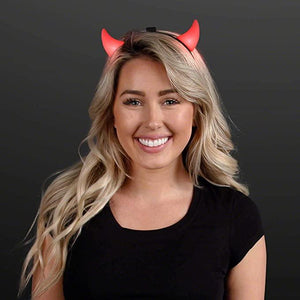 LED Light Up Devil Horns (Red Color, 1 Quantity Per Pack) - Glow-Paradise
