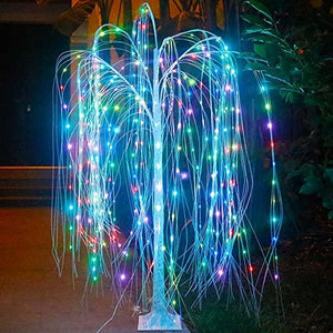 Pooqla 288 LED 6FT Colorful Lighted Willow Tree, RGB LED Tree with Remote, Willow Tree with Multicolored String Lights for Indoor Outdoor Halloween Christmas Party Home Wedding Garden Decoration - Glow-Paradise