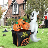 DECORLIFE 6FT Halloween Inflatables, Blow up Ghost with Pumpkin Cart, Outdoor Halloween Decorations with Built-in LED Lights for Lawn, Garden, Yard - Glow-Paradise