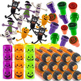 FAVONIR™ Halloween Party Favor Supplies Stuffers 48 PCs Goody Bag Assortment, Flash Lights Self-Ink Stampers, Bendable Characters, Magic Springs. Kids Trick Treat Toys. Reward Prizes, Carnival Events - Glow-Paradise