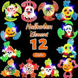 Halloween Spin LED Rings 12 Pack Fidget Light Up Rotating Rings Halloween Party Favors for Kids Skull Eyeball Ghost Spider Web Pumpkin Glow in The Dark Halloween Party Games Supplies Toys Gifts - Glow-Paradise