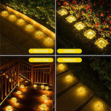 ROSHWEY Solar Ground Lights, 2 Packs Glass Solar Brick Lights with 8 LED Waterproof In-Ground Outdoor Landscape Lighting for Patio Pathway Lawn Yard Deck Driveway Walkway - Glow-Paradise