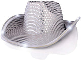 LED Flashing Cowboy Hat With Sequins (Silver Color, 1 Quantity Per Pack) - Glow-Paradise