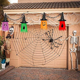 Twinkle Star Halloween 8 Pcs Lighted Hanging Witch Ghost Hats Decorations, Halloween Indoor Outdoor Remote Control String Lights 8 Lighting Modes, Glowing Witch Hat for Garden, Yard, Tree - Glow-Paradise