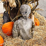 FUN LITTLE TOYS Scary Halloween Mummy Decorations Animatronic Sound and Swing, Lighted Glow in the Dark 14.6 Inches Large Zombie Outdoor Decor for Backyard Lawn Graveyard Cemetary Haunted House - Glow-Paradise