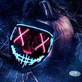 Depointer Halloween Scary Mask Cosplay Led Costume Mask EL Wire Light up Halloween Festival Party(Ice Blue&Pink) - Glow-Paradise