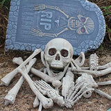 28 Pieces Skeleton Bones and Skull for Halloween Decor or Spooky Graveyard Ground Decoration - Glow-Paradise